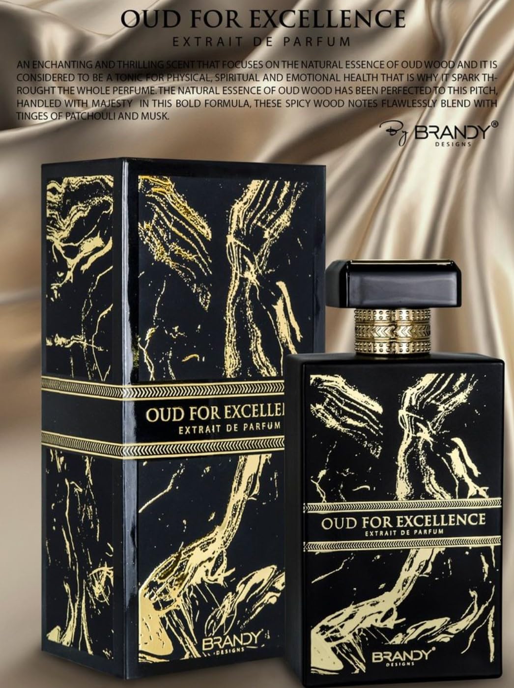 Brandy Designs Oud For Excellence Extrait de Parfum 3.4 Fl Oz (100ml) Unisex Spray – Luxurious and Refined Fragrance